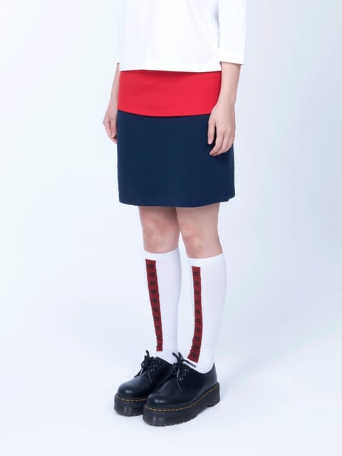 Folded colorblock skirt - NAVY