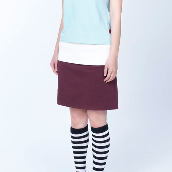 Folded colorblock skirt - WINE