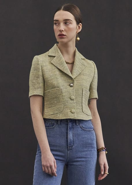 TWEED CROPPED JACKET_YELLOW