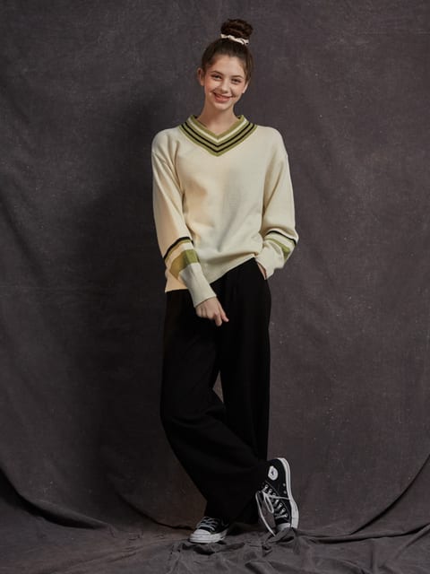 Cashmere V-neck Knit Ivory
