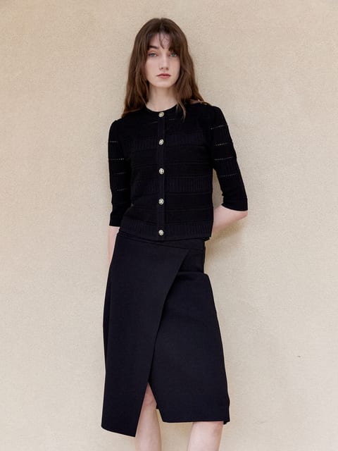Wrapped Midi Skirt - Black