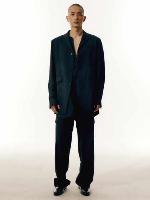Raw Edge Sleek And Long Single Breasted Jacket