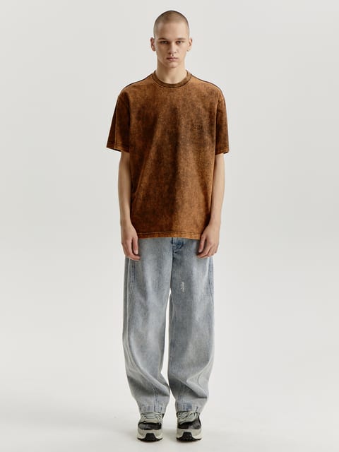 Stone Washed Black Logo Embroidered Jersey T-shirt