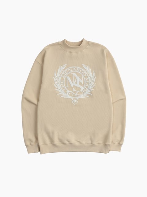 UNISEX HERITAGE EMBLEM MOCK-NECK SWEATSHIRT IVORY