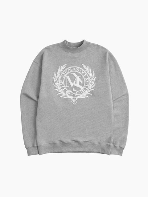 UNISEX HERITAGE EMBLEM MOCK-NECK SWEATSHIRT MELANGE