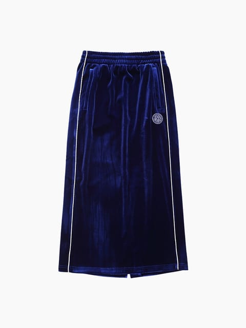 VELVET TRACK LONG SKIRT_NAVY