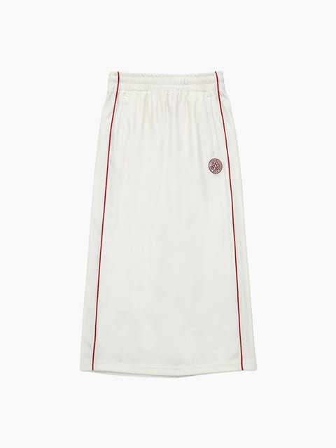 VELVET TRACK LONG SKIRT_WHITE