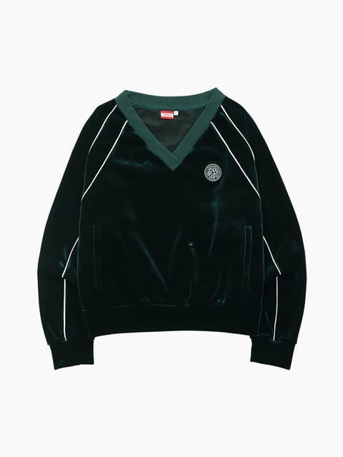 VELVET V-NECK TOP_GREEN