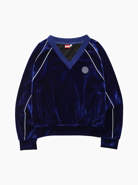 VELVET V-NECK TOP_NAVY