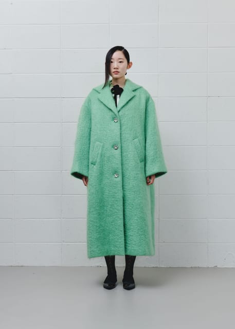 [LIMITED STOCK] SAILOR COLLAR OVERSIZED MOHAIR COAT - GREEN