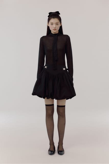 TIED GLITTER JERSEY TOP_BLACK