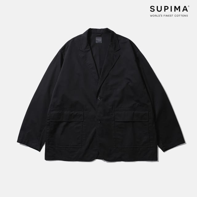 [AW21]WIDE SERVICE JACKET / BLACK SUPIMA