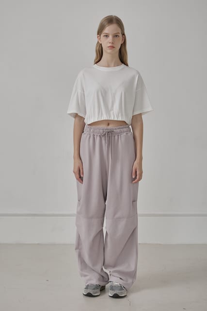 two-tuck wide sweat pants-light purple