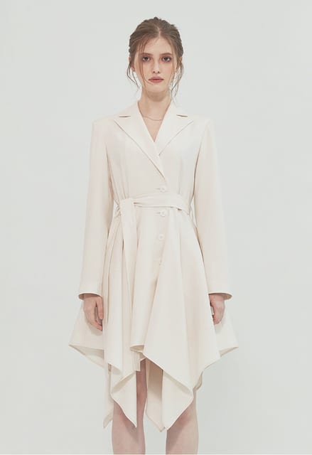 ASYMMETRICAL DRESS WITH SQUARE CUTTING DRAPE