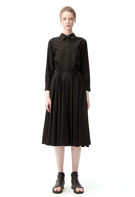 FLARED STRING LONG SHIRT DRESS