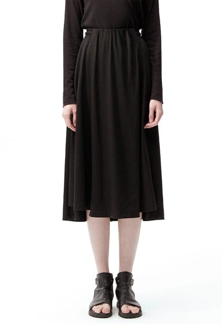 SILK LONG FLARED SLIT SKIRT