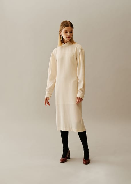 Back Neck Band Tie Dress IVORY