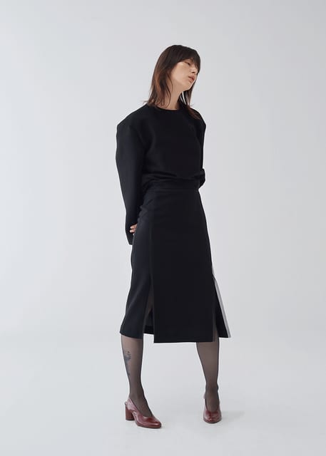 Chiffon Trimming Side Vent Skirt