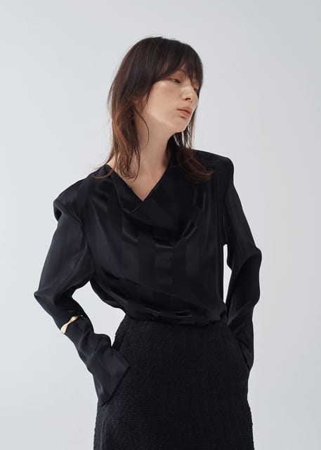 Cowl Neckline Boxy Blouse