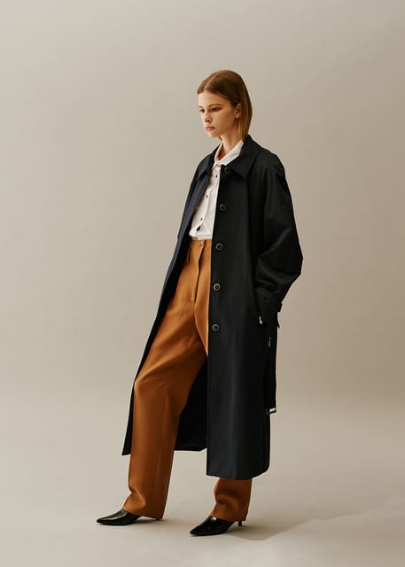 Raglan Sleeve Long Trench Coat NAVY