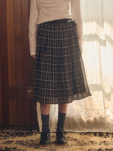 Layered Check Wrap Skirt Set MU2599SK901M_2color
