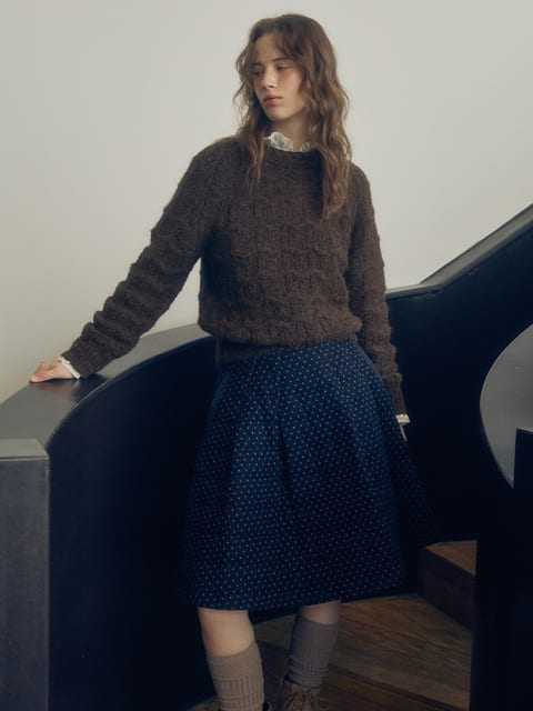 Quilted Tuck Detail Midi Skirt MU2599SK903M