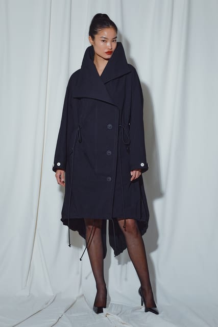 BLACK OVERSIZE FUNNEL NECK PARKA