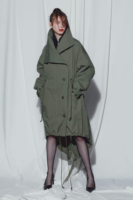 KHAKI OVERSIZE FUNNEL NECK PARKA