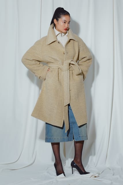 YELLOW OVERSIZE SINGLE TWEED COAT