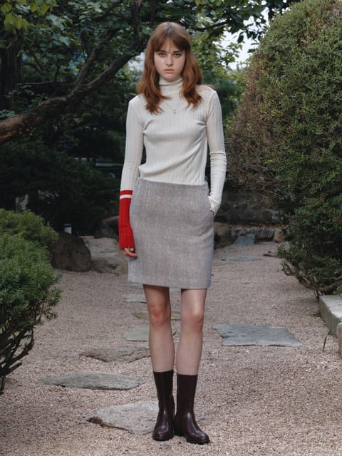 [10th] [Signature] MIENNE Tweed Wool Mini Skirt_Beige