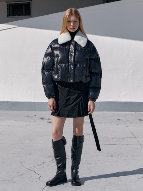 PARC Down Lambs Wool Collar Puffer Jacket_Black