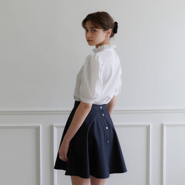 Back Button Flare Skirts