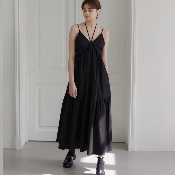 Button Holter-neck Supima Cotton Maxi Dress