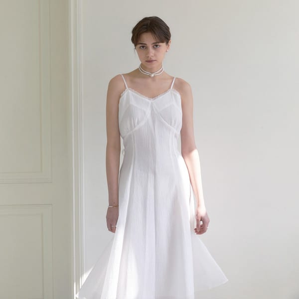 Lace trim Cotton Slip Dress