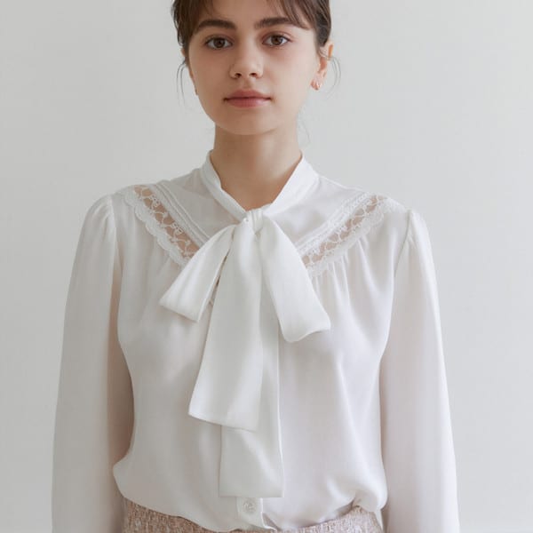 White Lace tie blouse
