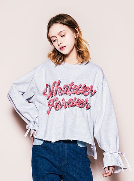 WAIST BANDING POINT SWEAT SHIRT LIGHT GRAY