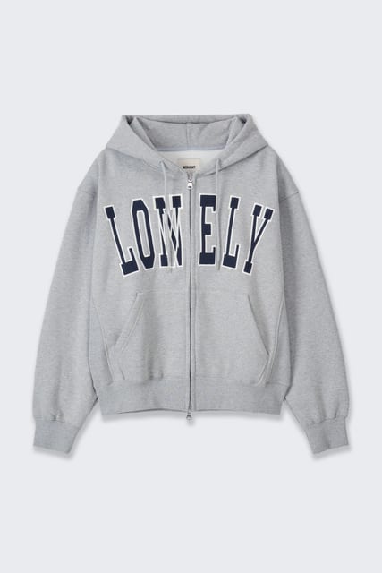 LONELY/LOVELY FLUFF HOODIE ZIP-UP GRAY-NAVY