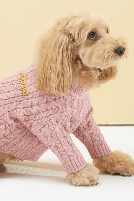 PET LOGO CABLE KNIT PINK