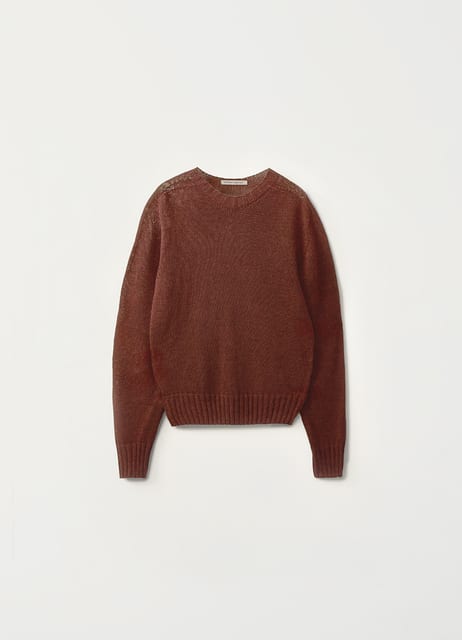 2ND / Light mesh pullover knit (Brick)