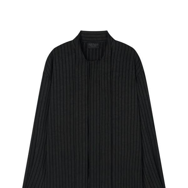 [PR:ET A PORTER] STRIPED TIE SHIRTS [BLACK/ECRU]