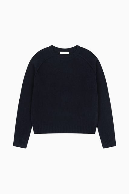 SADDLE WOOL ROUND KNIT, NAVY