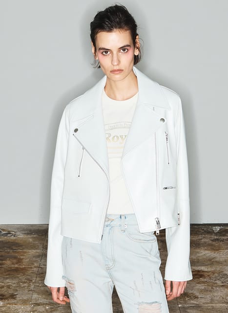 [THEOPEN PRODUCT] ZIPPED BIKER JACKET, CREAM