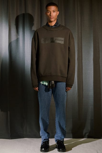 DOUBLE NECK POINT CHARCOAL SWEATSHIRTS