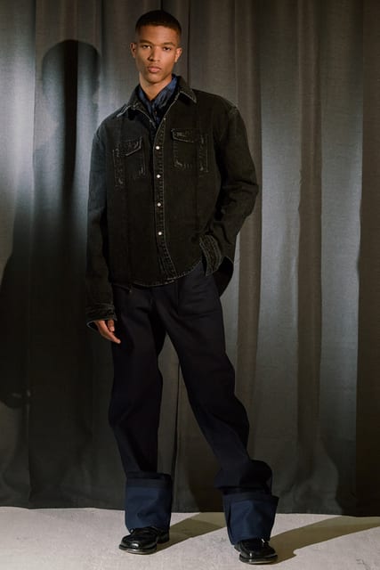 ORDINARY UNBALANCED VINTAGE BLACK DENIM SHIRTS