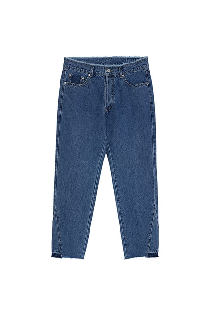 ORDINARY UNBALANCED VINTAGE BLUE DENIM PANTS