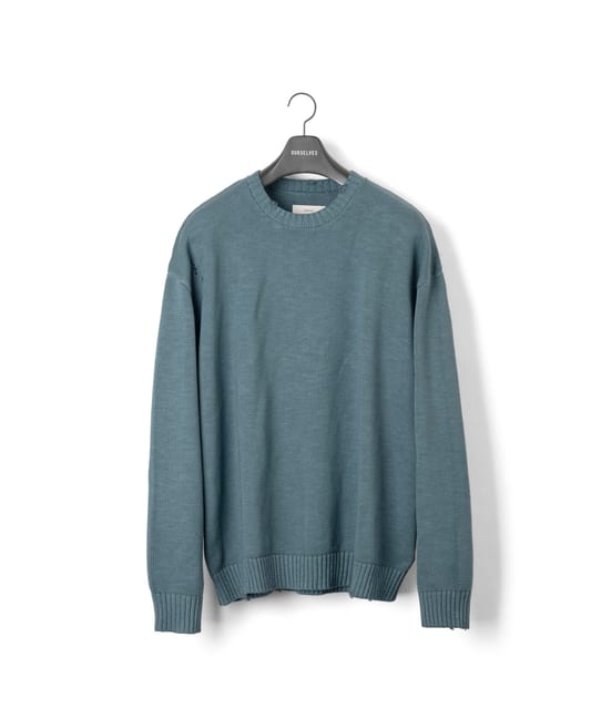 [24FW] Washed Cotton Damage Knit - Dusty Mint