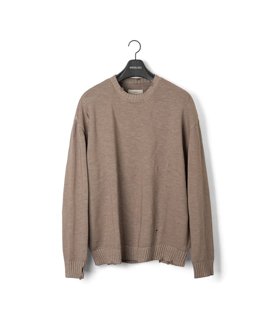 [24FW] Washed Cotton Damage Knit - Vintage Mocha