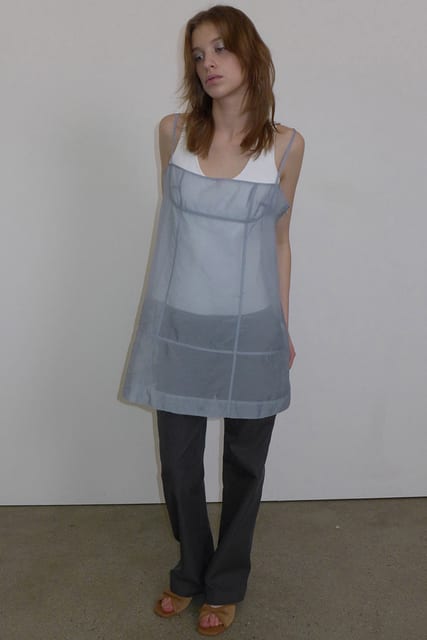 SHEER BUSTIER DRESS_HAZE BLUE