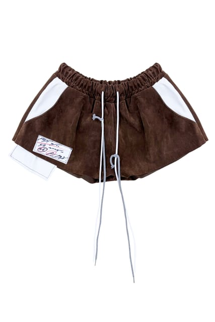 ONE SIDE POCKET SUEDE LEATHER SHORT PANTS