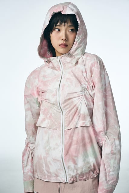 SHIRRING HOOD JUMPER_PINK